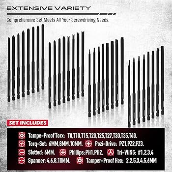 Extra Long Security Bit Set: 32-Piece S2 Steel Screwdriver